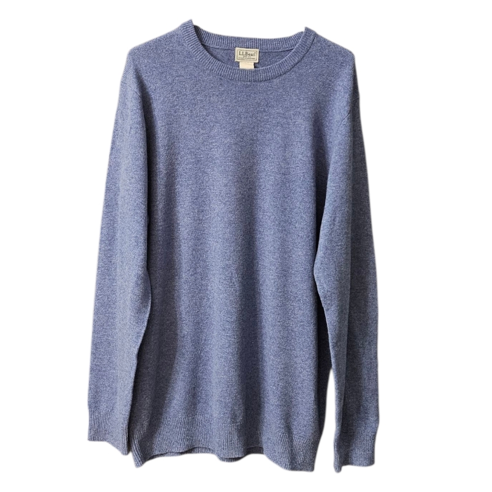 L.L.Bean Men's 100% Lambswool Crewneck Sweater Size Large Tall Blue